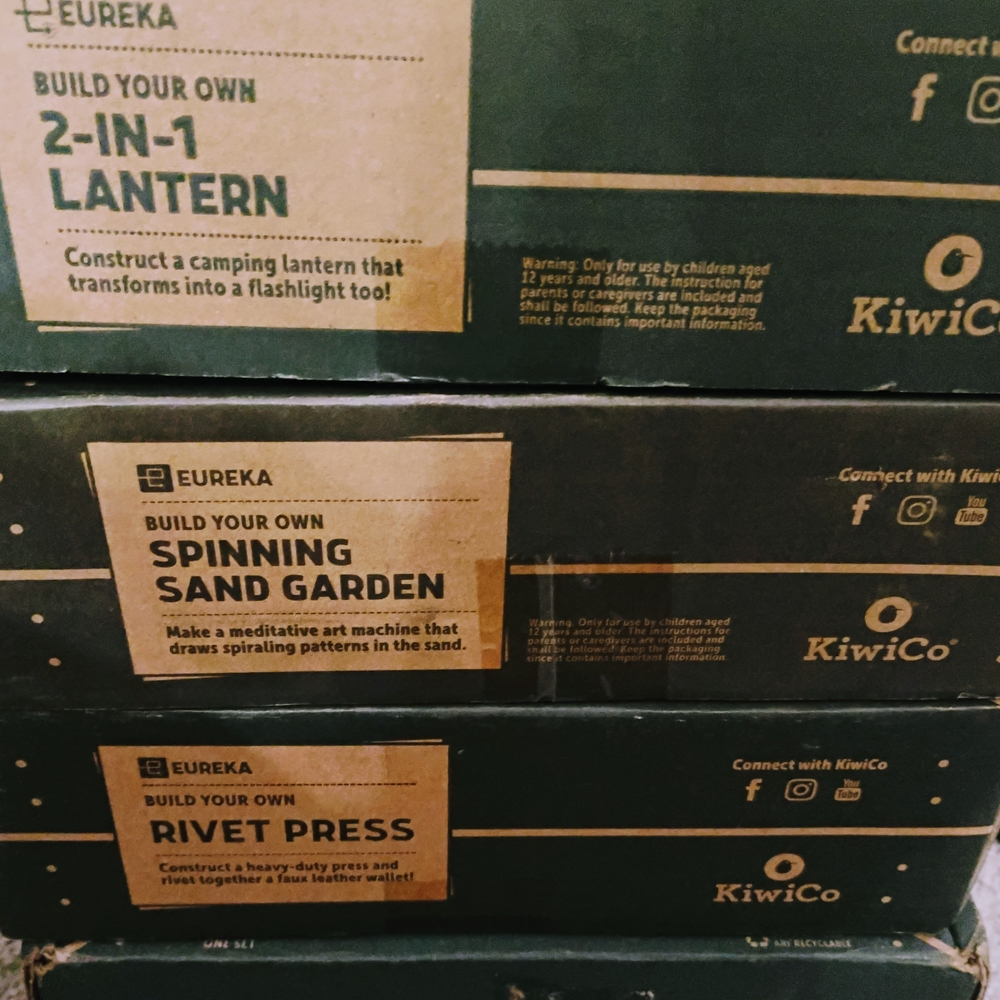 KiwiCo 2-in-1 Lantern, Spinning Sand Garden, and Rivet Press Set And Hand Pump